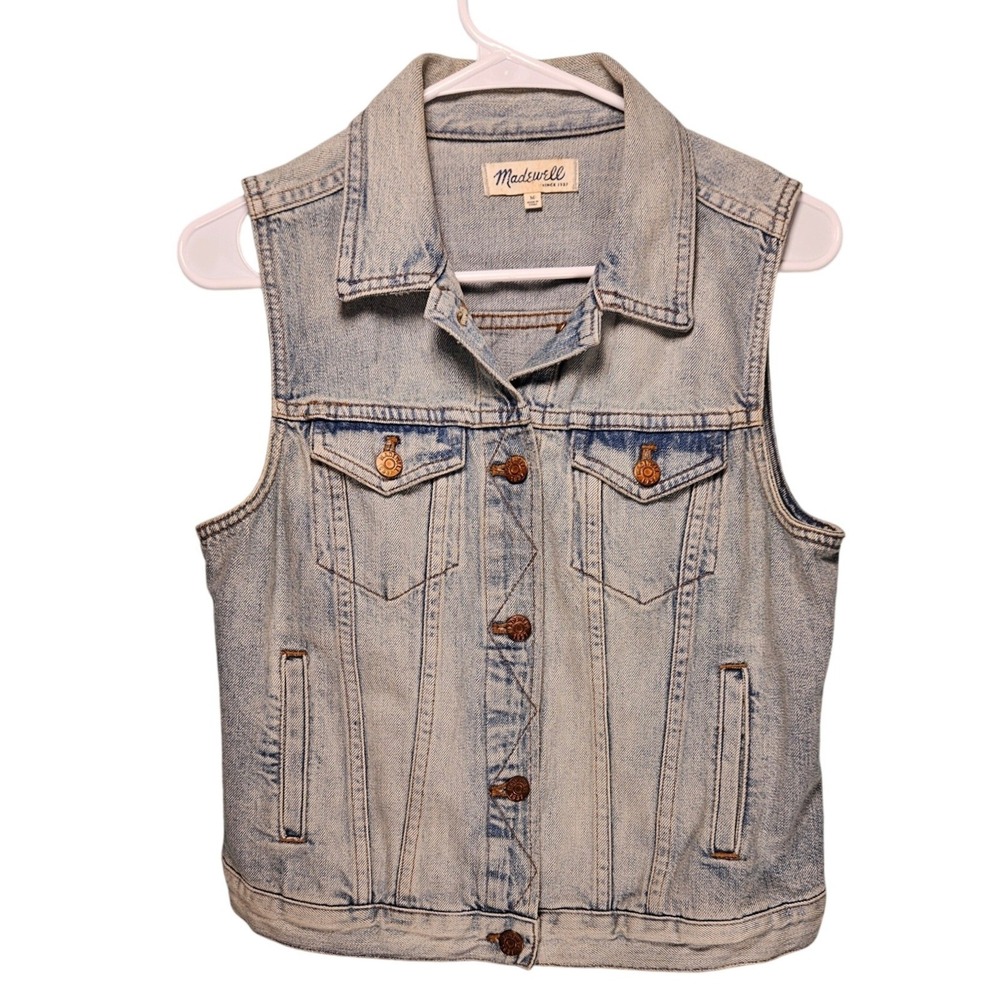 Madewell Womens Light Wash Denim Trucker Vest Blue Size M Cotton Western Classic